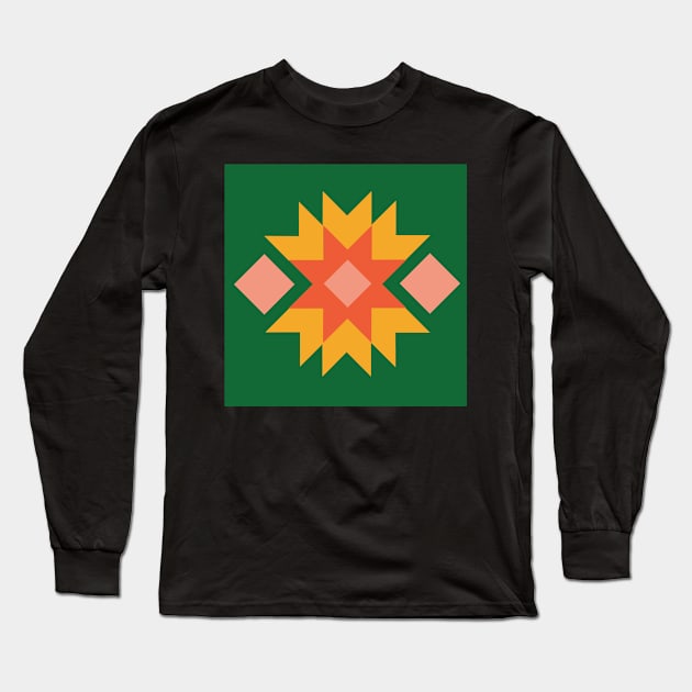 Quilt inspired geometric pattern Long Sleeve T-Shirt by InkLove